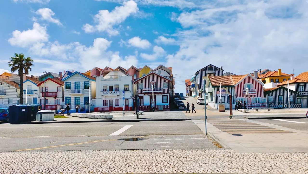 Colorfu striped houses in Costa Nova