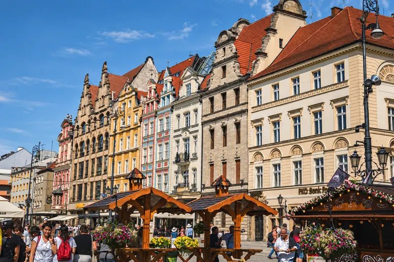 Colourful buildings in Wrocław Market Square