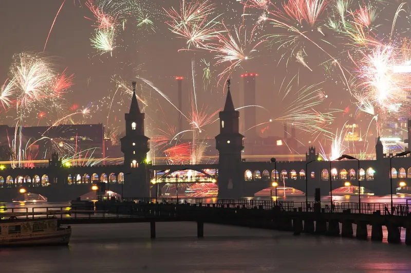 Berlin’s sky lighting up at midnight — Europe’s biggest New Year celebration