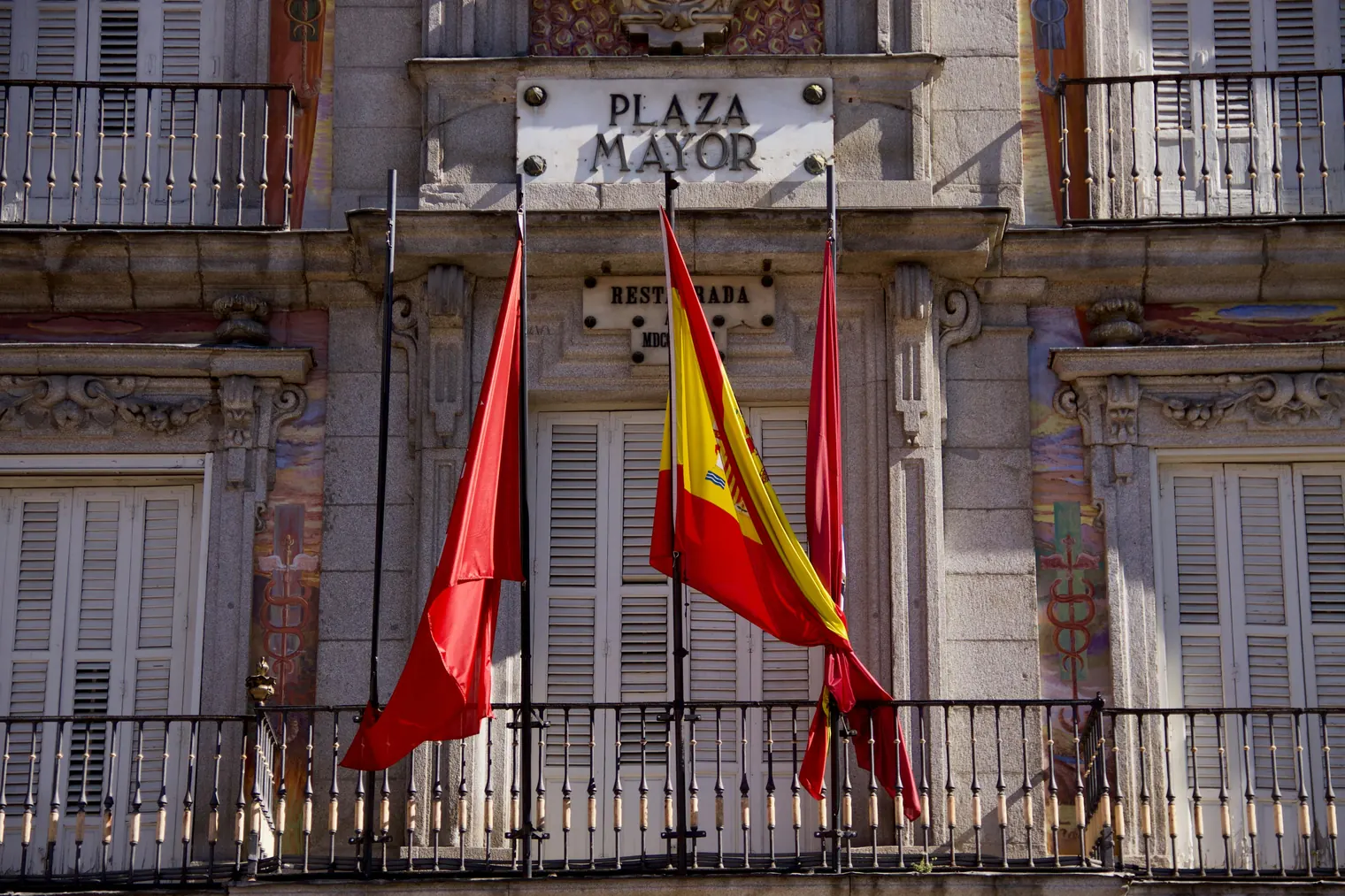 Spanish flag of the Plaza Mayor