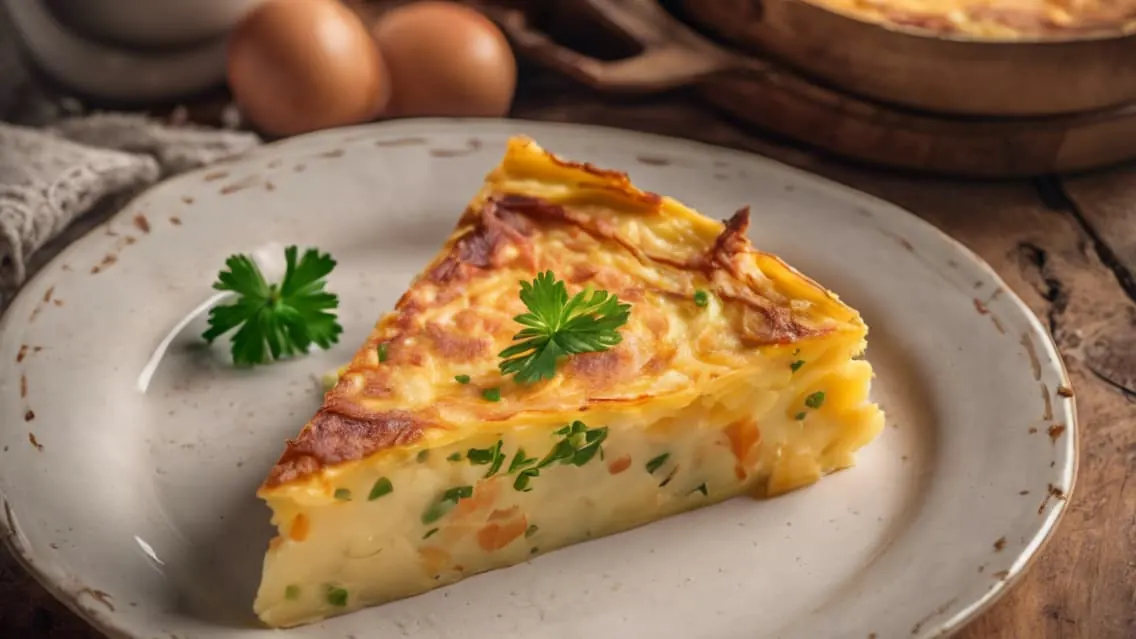 It’s a Spanish tortilla made with potatoes, eggs, salt, and sometimes onions.