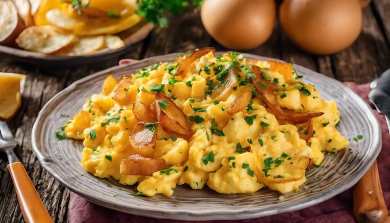 This is huevos rotos, which translates to “broken eggs.”