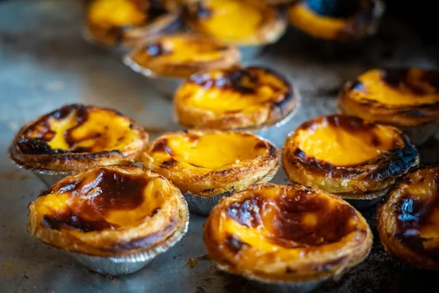 Close-up of pastel de nata at Pastéis de Belém